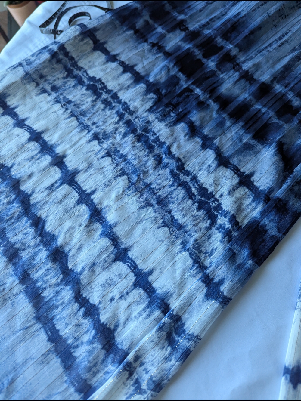 Va Va Voom Blue and White Tie-Dye Wide-Leg Jumpsuit Flowy Shimmer - Picture 4 of 10